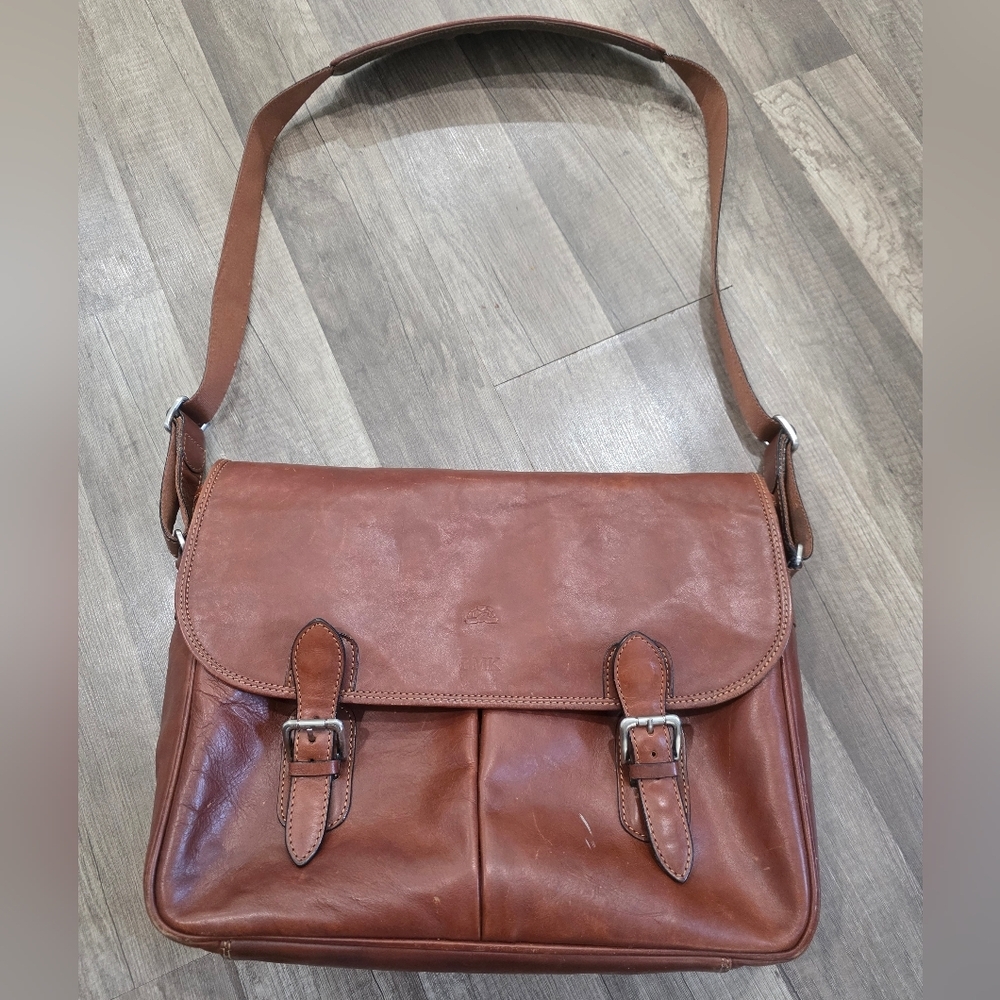 Tony Perrotti Brown Leather Briefcase Laptop Office Busines Bag Messenger Classy - Picture 2 of 16